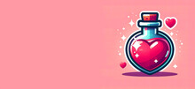 Valentines Love Heart Potion, Gaming Icon Asset, On Isolated White Background Png, Generative Ai