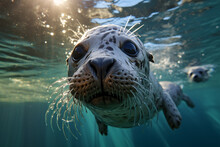 Seal Underwater Photo In Wild Nature