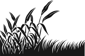 Vector silhouette of wheat. Silhouette. Wheat in the field on a white background. AI generated illustration.