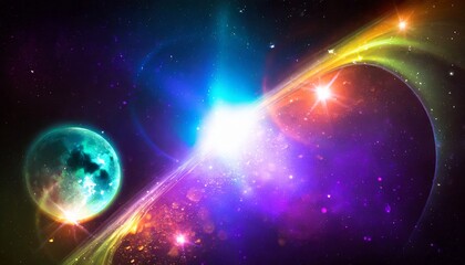 Wall Mural - abstract fractal fantasy light in space orbital planet moon stars and astronomy texture lights and c