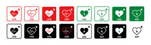CPR And AED Icon Collection Vector. Emergency Defibrillator Sign Or Icon.