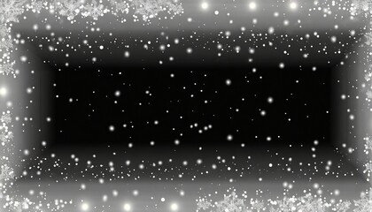 Poster - christmas falling snow effect abstract lights and snowflakes isolated border