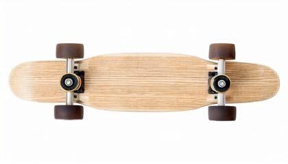 Wall Mural - wooden skateboard top view isolated on white