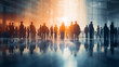 © PhotoPix - Fully blurred background of group of business peoples standing together, Ai generated image