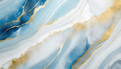 Wall Mural - abstract luxury marble background digital art marbling texture blue gold and white colors