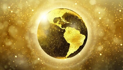 Wall Mural - illustration of golden globe of the earth planet from particulars
