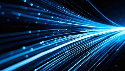 Wall Mural - futuristic blue light streak illustrating high speed fiber optic line perfect for technology and innovation backgrounds