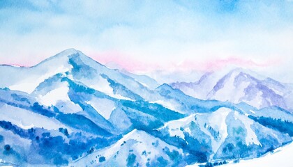 Wall Mural - abstract winter mountains watercolor painting ai