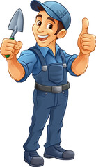 Wall Mural - Bricklayer Mascot Tool Mason Construction Mascot