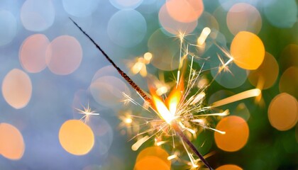 Wall Mural - burning sparklers on bokeh background ai