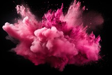 Explosion Of Pink Colored Powder On Black Background
