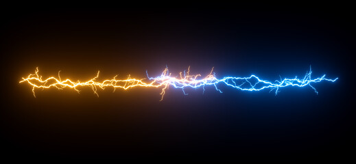 Poster - Yellow and blue energy smash impact 3d rendering