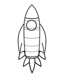Fototapeta Sawanna - Cute and funny coloring page of a rocket. Provides hours of coloring fun for children. To color this page is very easy. Suitable for little kids and toddlers.