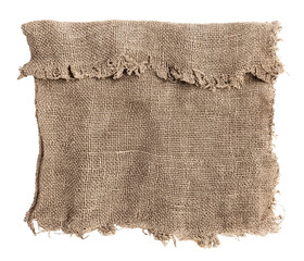 Canvas Print - Burlap texture. A piece of torn burlap on a white background. Canvas. Packing material