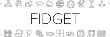 fidget toy fun antistress game icons set vector. pop it, stress silicone, bubble game, kid trendy, children, colorful finger, push fidget toy fun antistress game black line illustrations