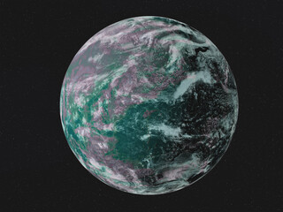 Wall Mural - fiction water planet of solar system with white atmosphere. science fiction 3d rendered illustration