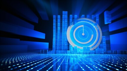 Poster - a 2024 year number with a target icon and a rise-up arrow on white blocks, forming a graph of steps, symbolizing the action plan for business growth and profit on a vibrant blue background