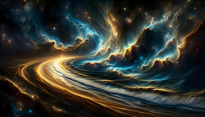Wall Mural - Starry night cosmos Colorful nebula cloud in space galaxy	
