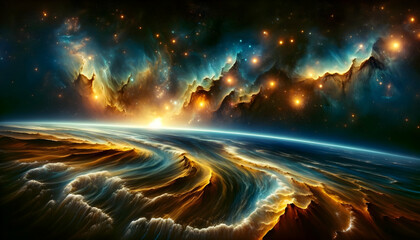 Wall Mural - Starry night cosmos Colorful nebula cloud in space galaxy	
