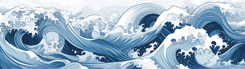  Illustration of Water Waves in Japanese Art