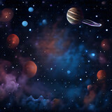Fototapeta Kosmos - Abstract background - planets, stars, galaxies surreal scenery in space