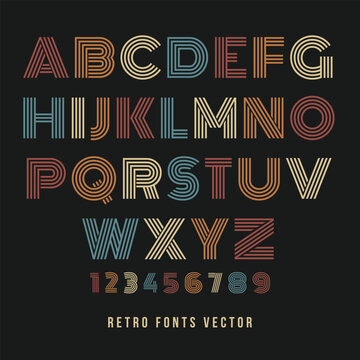 Retro Fonts Vector Stock Illustration, Vintage Fonts