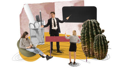 Wall Mural - Contemporary art collage. Concept of business, public relations, marketing and management
