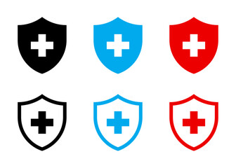 Wall Mural - shield with cross icon set