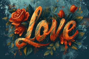Wall Mural - Love Quote typography t shirt design art t-shirt design