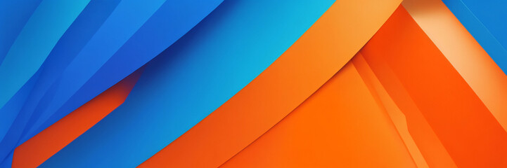 Minimaler blauer geometrischer Hintergrund. Dynamische Formenkomposition mit orangefarbenen Linien. Abstrakter Hintergrund moderne Hipster-futuristische Grafik. Vektorabstraktes Hintergrundtexturdesig