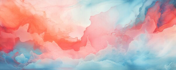  Abstract watercolor paint background by steel teal and coral with liquid fluid texture for background