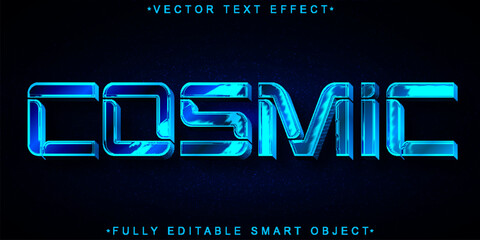 Poster - Blue Shiny Cosmic Vector Fully Editable Smart Object Text Effect
