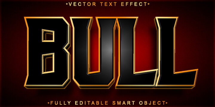 Black And Golden Bull Vector Fully Editable Smart Object Text Effect