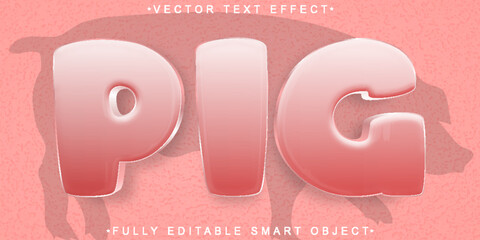 Poster - Pink Pig Vector Fully Editable Smart Object Text Effect