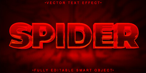 Poster - Red Shiny Spider Vector Fully Editable Smart Object Text Effect