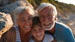 © romanets_v - Beachside Fun with Smiling Grandparents and Grandson at Sunset