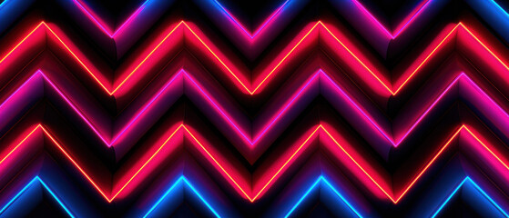 A futuristic geometric pattern with bright neon lines on a dark backdrop, creating a mesmerizing visual effect.