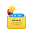 Did you know banner with light bulb and interesting fact for business or education tips