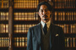 © GustavsMD - Muscular Asian Lawyer in Fitted Suit at Law Office