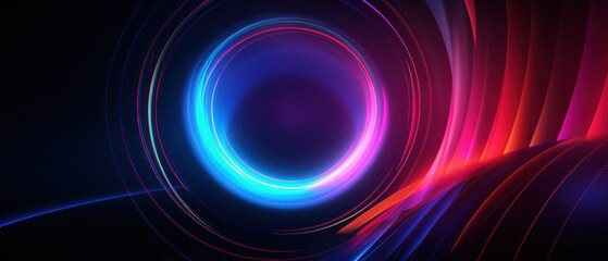 Wall Mural - a dazzling display of colorful neon lights in a circular formation.