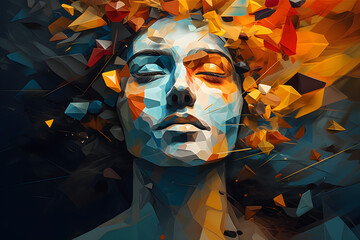 Wall Mural -  Abstract colorful digital portrait of woman