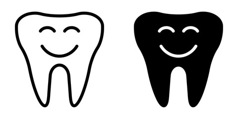 Poster - ofvs515 OutlineFilledVectorSign ofvs - smile tooth vector icon . dental laugh . isolated transparent . black outline and filled version . AI 10 / EPS 10 / PNG . g11858