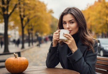 Stylish happy young woman wearing boyfriend jeans, white sneakers bright yellow sweatshirt.She holds coffee to go. portrait of smiling girl in sunglasses and bag