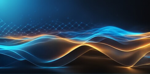 Poster - digital business abstract wave technology background the futuristic realm with this captivating wallpaper, the mesmerizing wave of science , creating a visual network of innovation