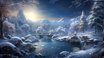 Wall Mural - landscape with snow