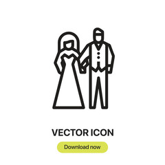 Leinwandbilder - Newlyweds icon vector. Linear-style sign for mobile concept and web design. Newlyweds symbol illustration. Pixel vector graphics - Vector.