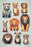 Fototapeta Pokój dzieciecy - Assorted cute animal character stickers set