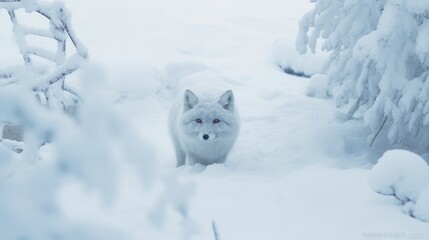 Wall Mural - wolf in snow