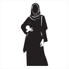 Poster - A hijab woman vector silhouette, Black color silhouette, white background