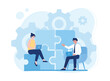 two business people are looking for a solution to solve a problem  teamwork concept flat illustration